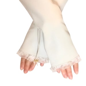 Lange lederen witte handschoenen Vingerloze, chique bruidbruilofthandschoenen, bruidshandschoenen afbeelding 1