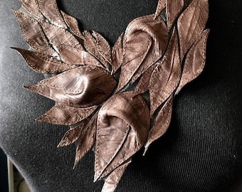 Collier plastron en cuir pour femme, Collier tendance avec fleurs, Cadeau pour femme