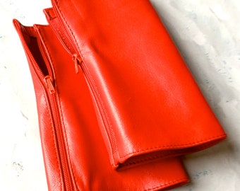 Rote Leder Armstulpen: Armstulpen mit Reißverschluss
