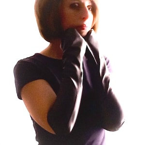 Italian Leather Fingerless Gloves: Long Arm Sleeves, Valentine&#39;s Gift