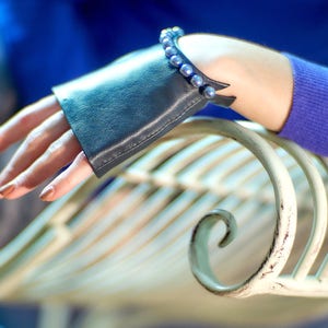 Leather gloves Fingerless with Beads, Driving gloves, Various colors