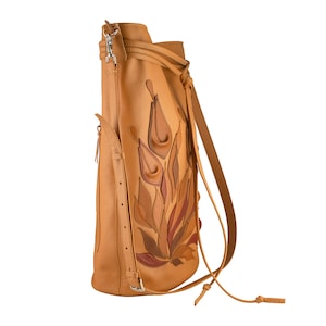 Leather Tote Bag: Handmade Italian Leather Handbag with Floral Design