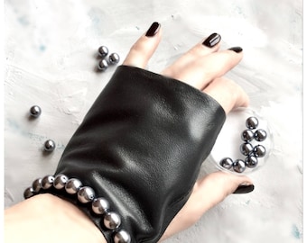 Leather fingerless gloves for women, Bridesmaid gift