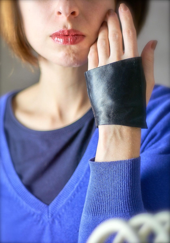 Guantes sin dedos de cuero mujer o hombre Cuero genuino - Etsy México