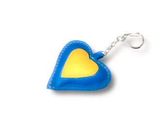 Ukraine Leather Heart Keychain, Ukrainian Flag Keyring, Car Accessory