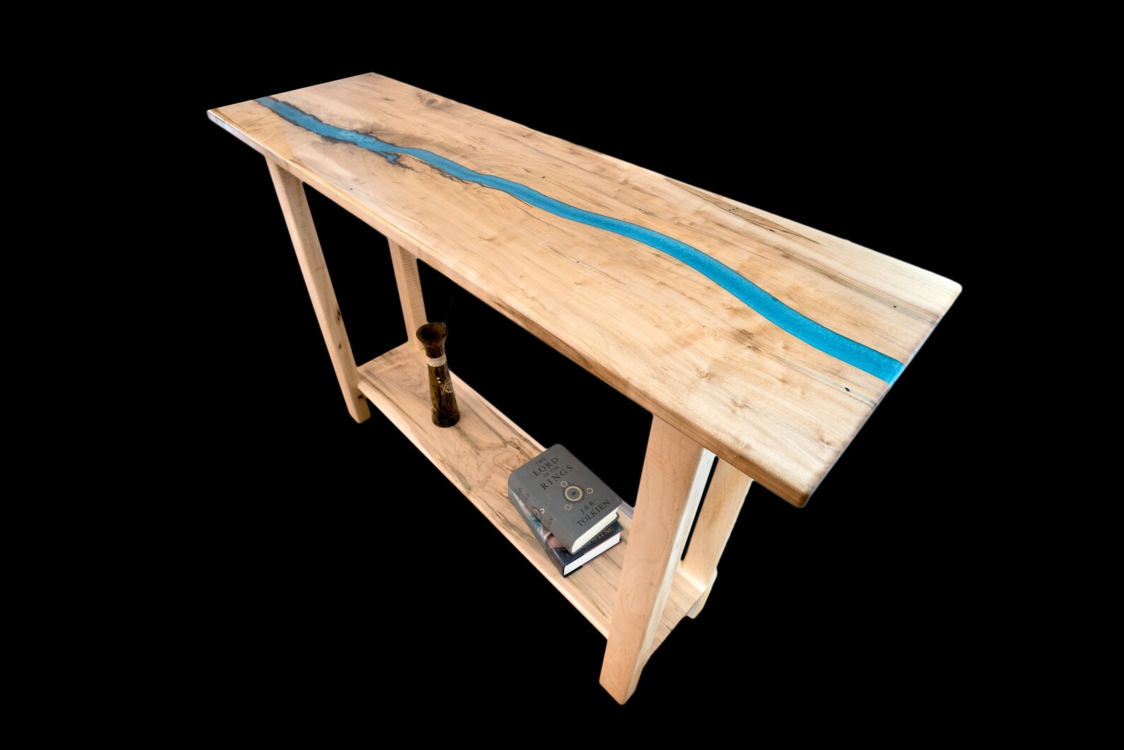 Blue Epoxy Sofa Table Console Table Ambrosia Maple and Curly Etsy