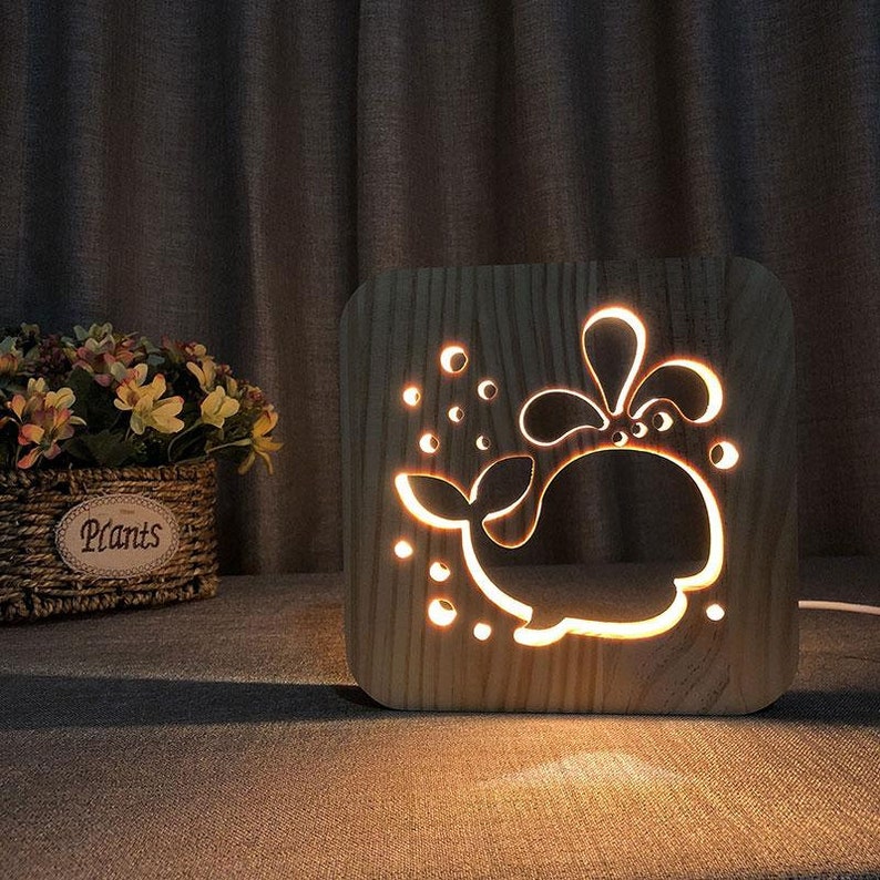 WoodCarved LED Night Light For Children Etsy