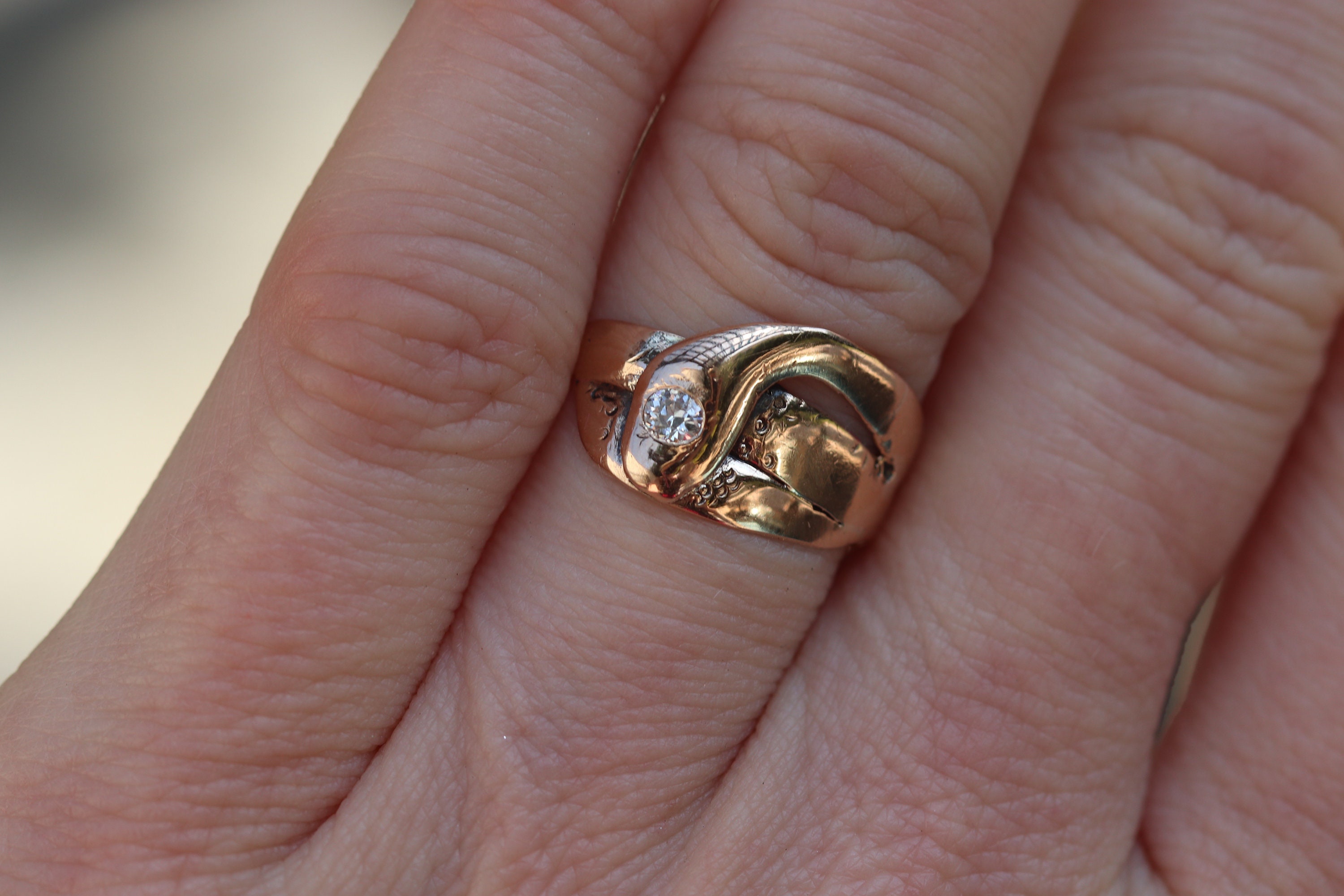 Authentic Hand Made Victorian Serpent Ring With 2 Ct Old Mine Etsy