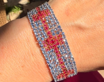 Natural sapphire and ruby bracelet made in 18k and platinum