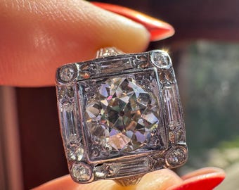 Authentic Art Deco old European cut diamond engagement ring