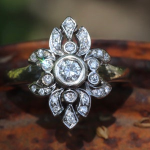 14k white gold and diamond vintage inspired ring size 5.25 sizable