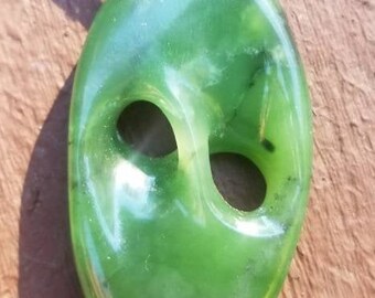 Siberian nephrite jade hand carved abstract mobius pendant