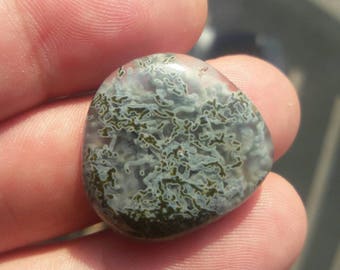 Small frosty green moss agate cabachon