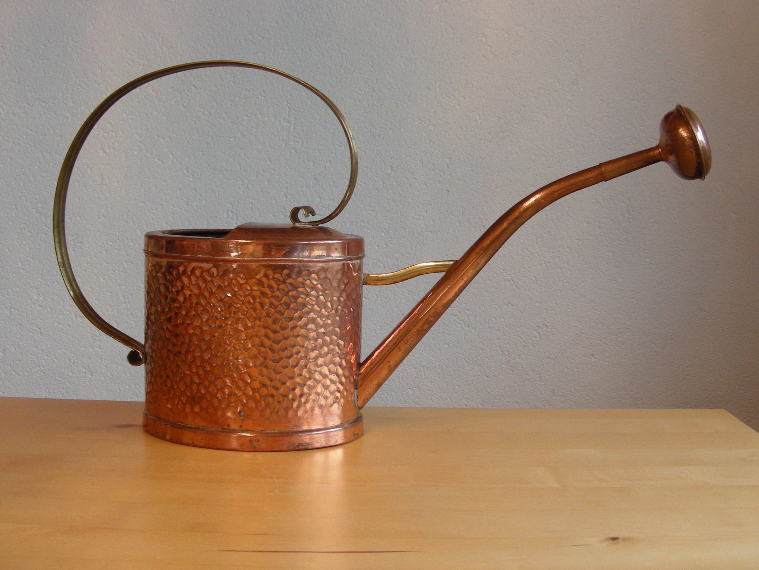Beautiful, handmade, hammered, vintage copper watering can