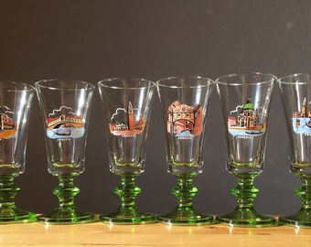Set of Six Venice Aperitif Glasses Souvenir of Italy Liquor Glasses
