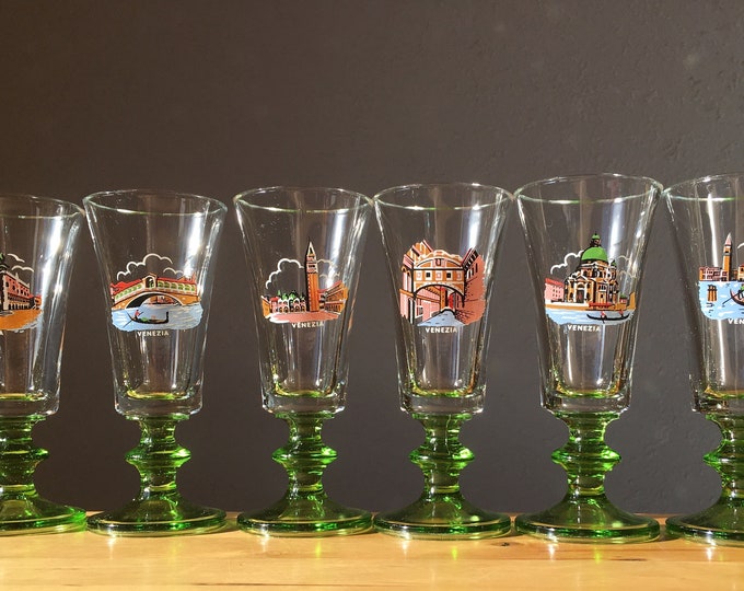 Set of Six Venice Aperitif Glasses Souvenir of Italy Liquor Glasses