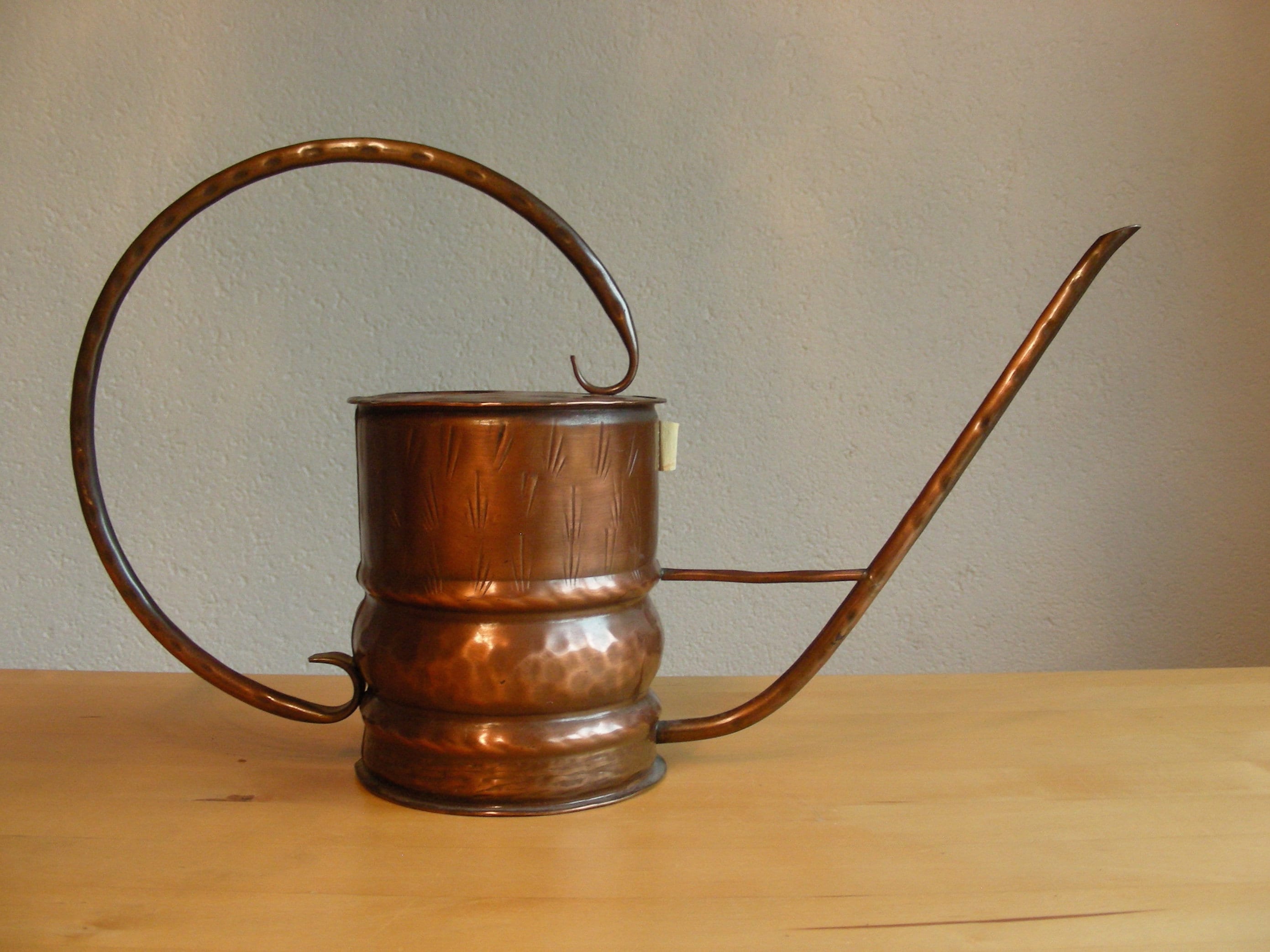 Cylinder shaped, vintage, copper, watering can