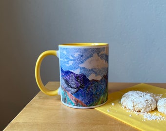 Impressionist Mountain Landscape Ceramic Mug - Peaceful Alpine Retreat