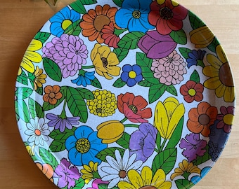 Metal Tray With Lovely Flower Design Drinks Tray