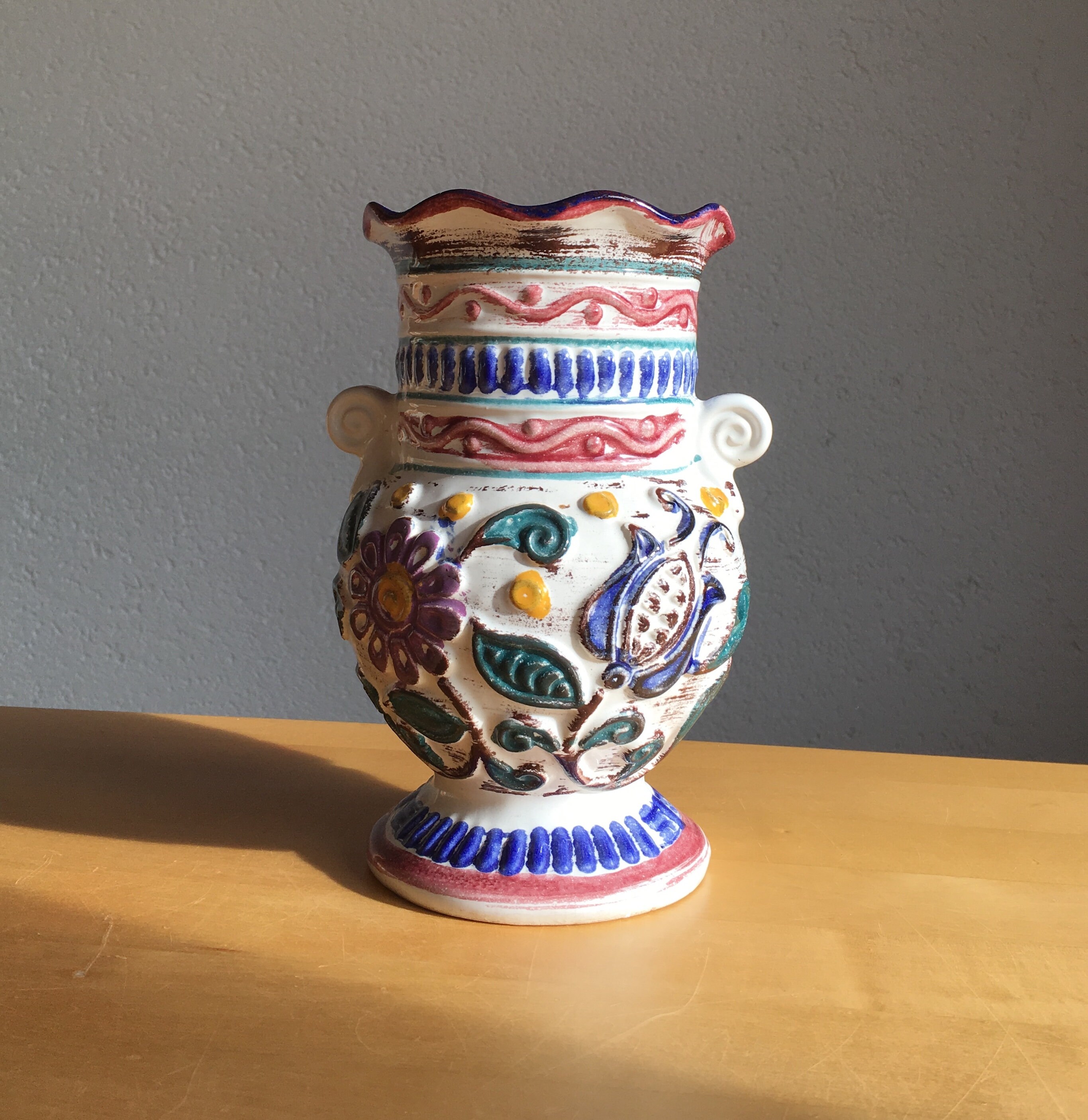 Bay Keramik vase, west German pottery 63 17, colorful vase