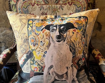 Premium Pillowcase  Emma and the Chinese Screen Nancy Buck Art Rat Terrier Pillow Cover Dog Lovers Gift Bucolic Design