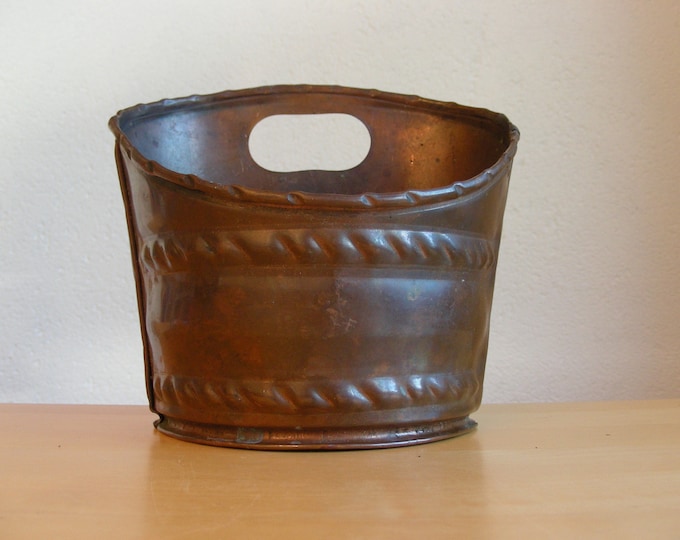 Copper planter or cachepot suitable for hanging, vintage item