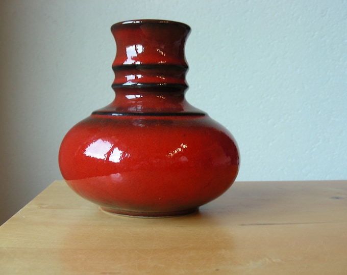 Jasba 116612 Vase WPG West German Pottery Fat Lava Era MCM Cherry Red