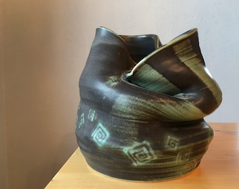 Collapsed Ceramic Vase ISA Eclectic Gift Unusual Gift