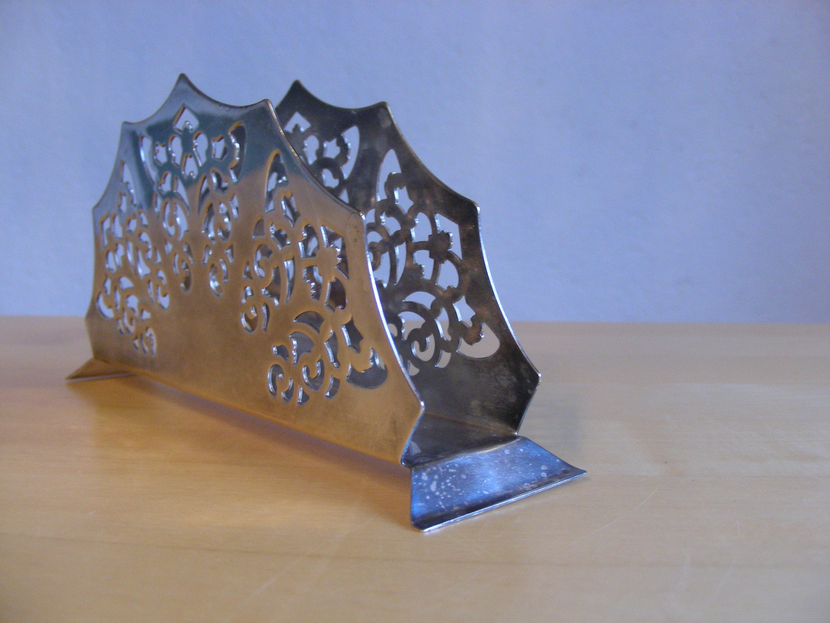 Silver plated napkin holder, mid century