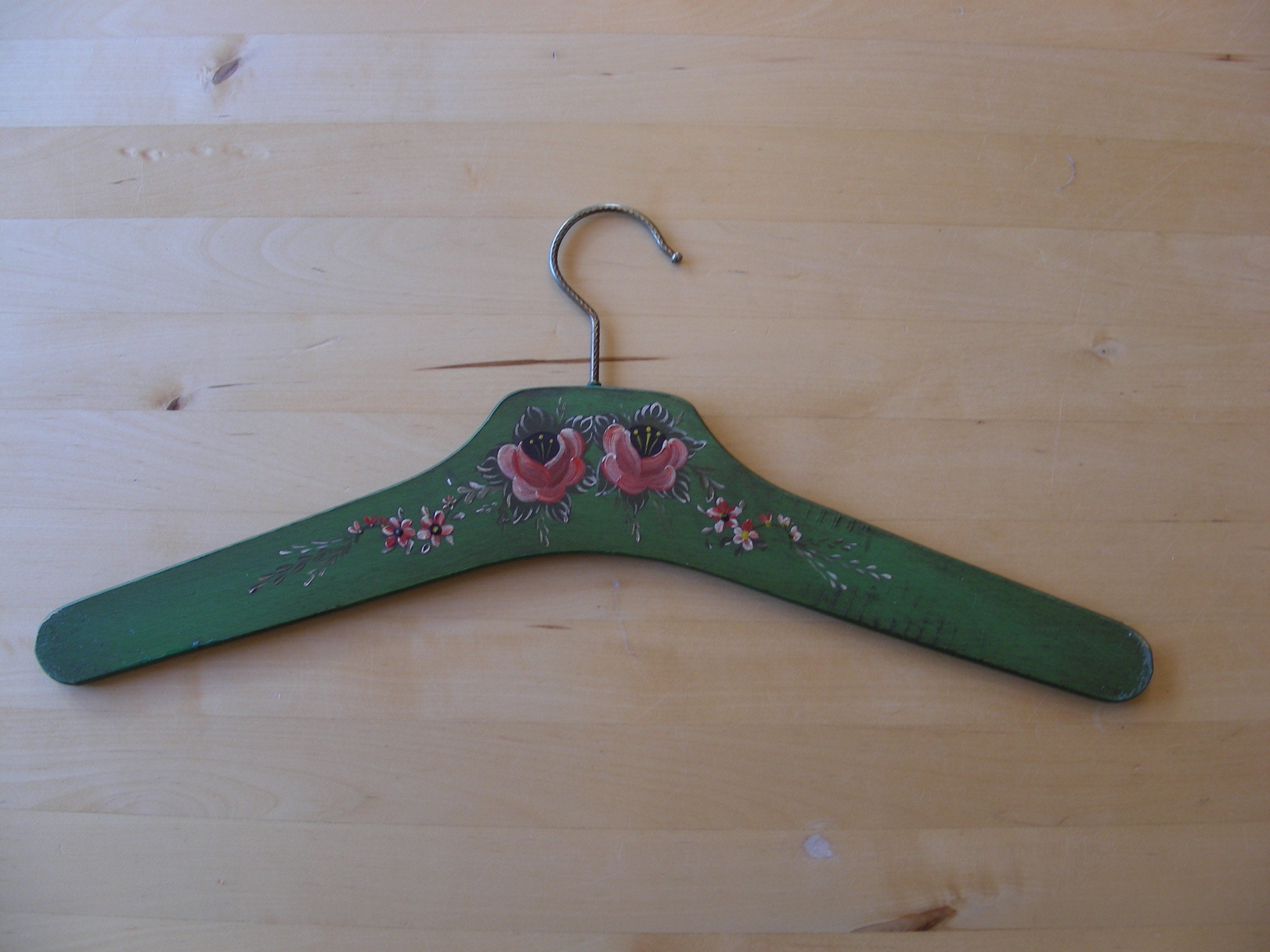 Hand painted wooden hanger, vintage