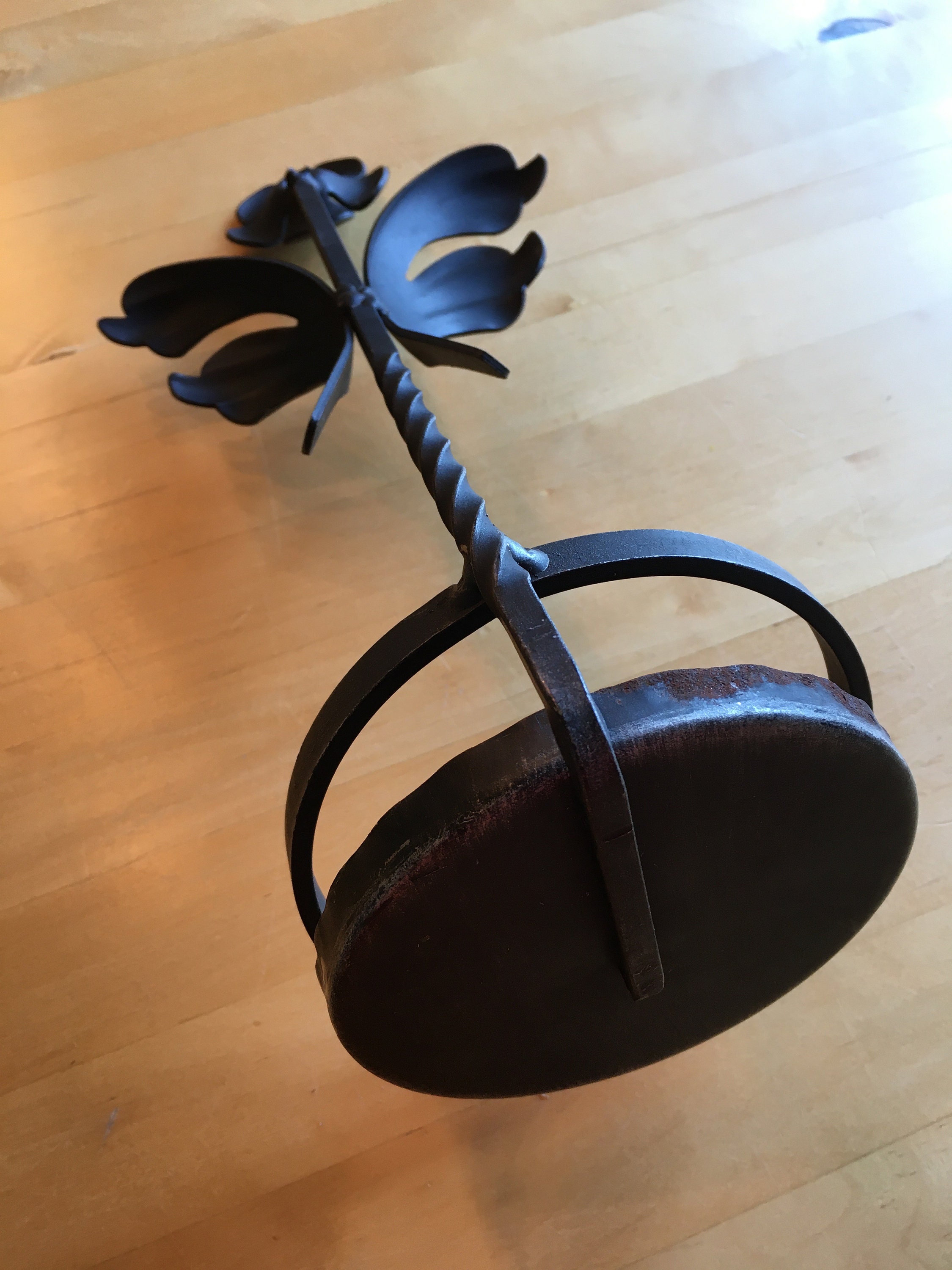 Vintage plant pot hanger, wrought iron pot hanger