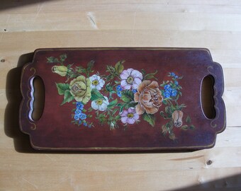 Hand Painted Tray or Decorative Board Tole Painting Wall Hanging or Candle Tray