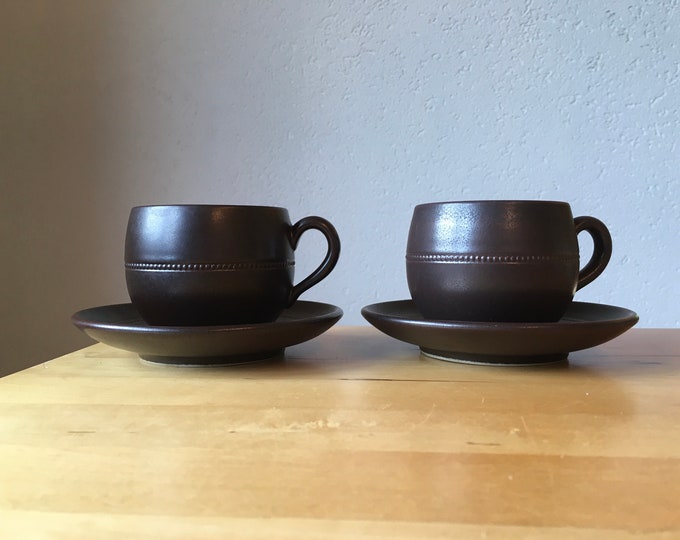 Vintage Stoneware cup and saucer Högnäs Sweden set of two