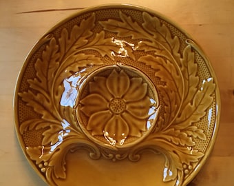 Vintage Gien Artichoke plate, Amber Majolica