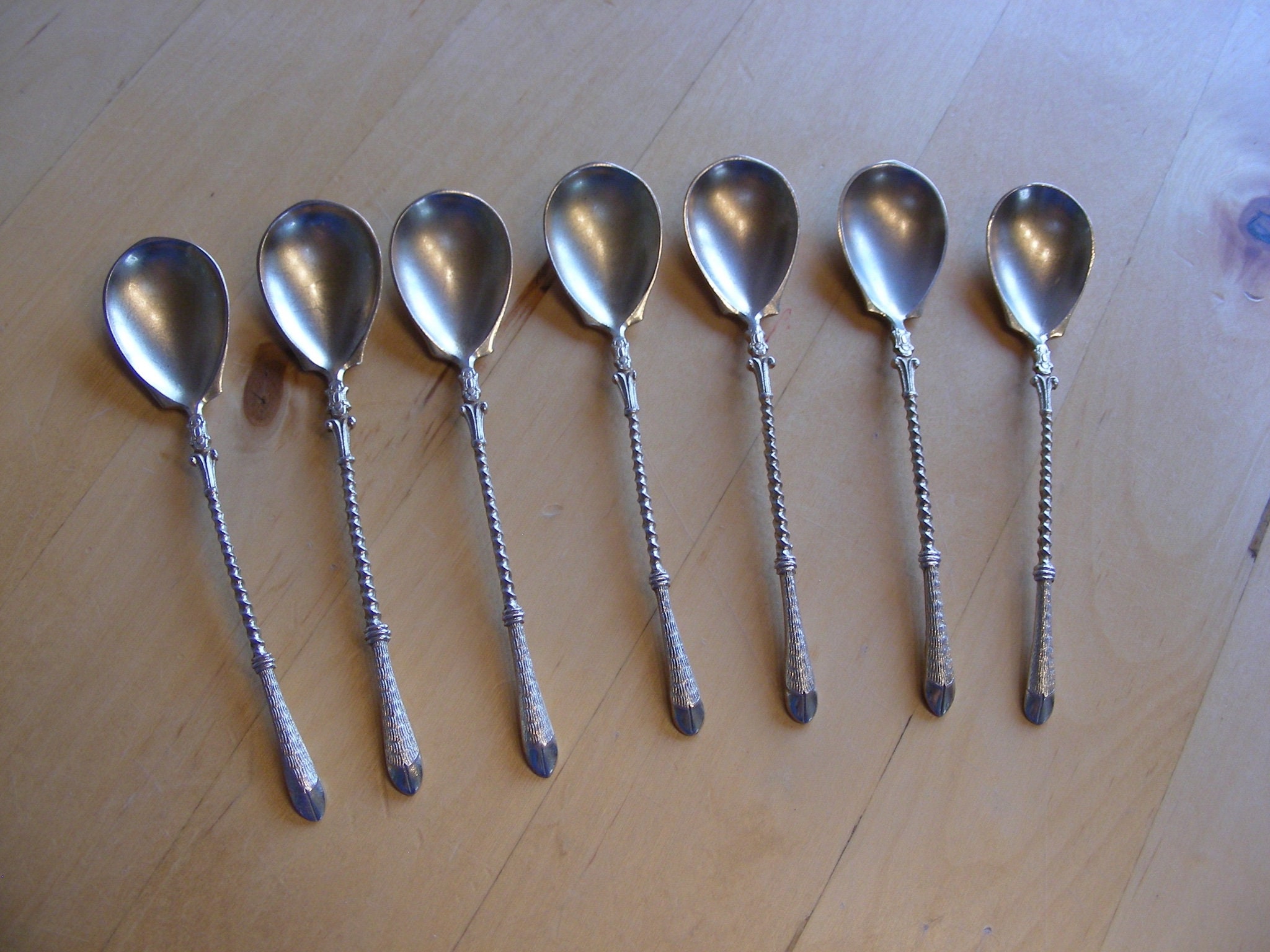 Espresso spoons, Vintage 800 silver hoof handle
