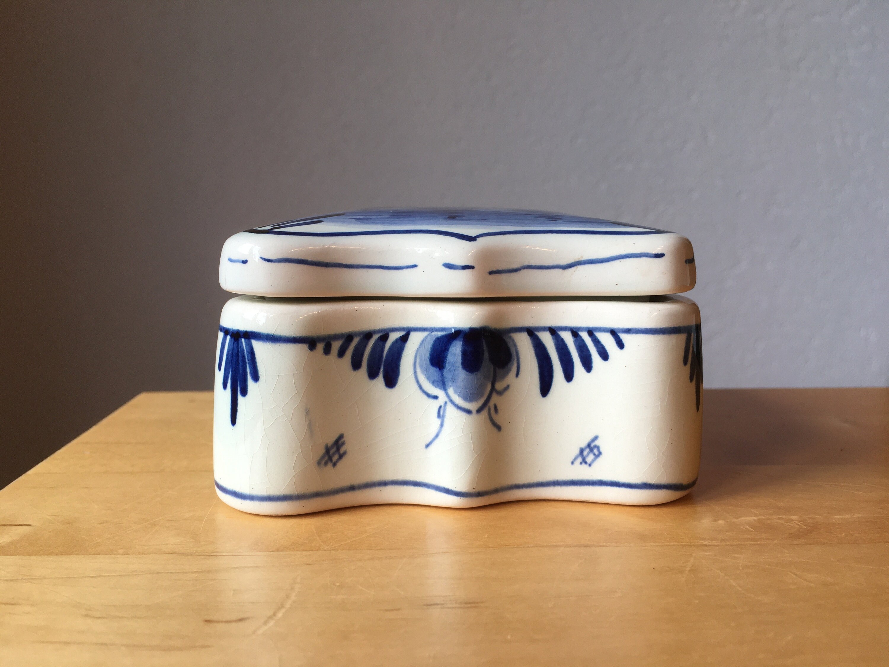 Vintage Delft Trinket Box, Porcelain Box