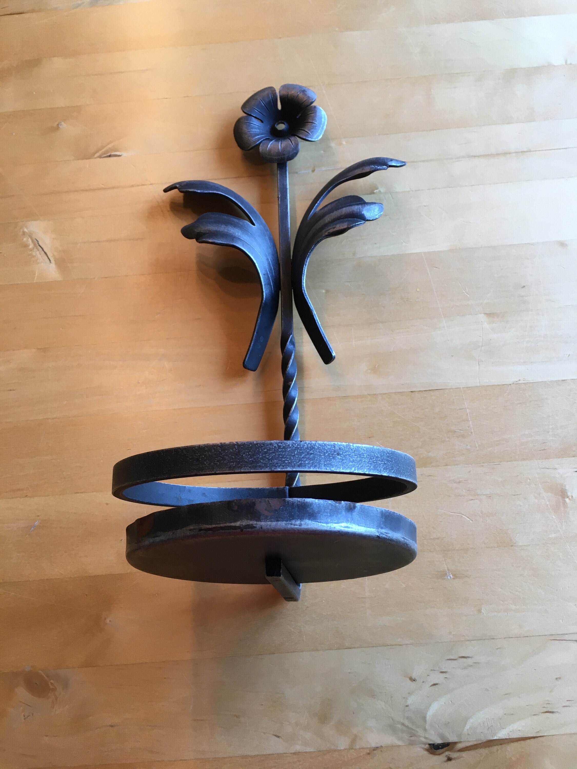 Vintage plant pot hanger, wrought iron pot hanger