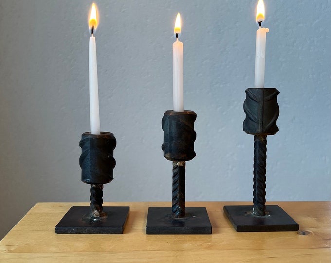 Unique Industrial Candlestick Holders - Bold Brutalist Style!