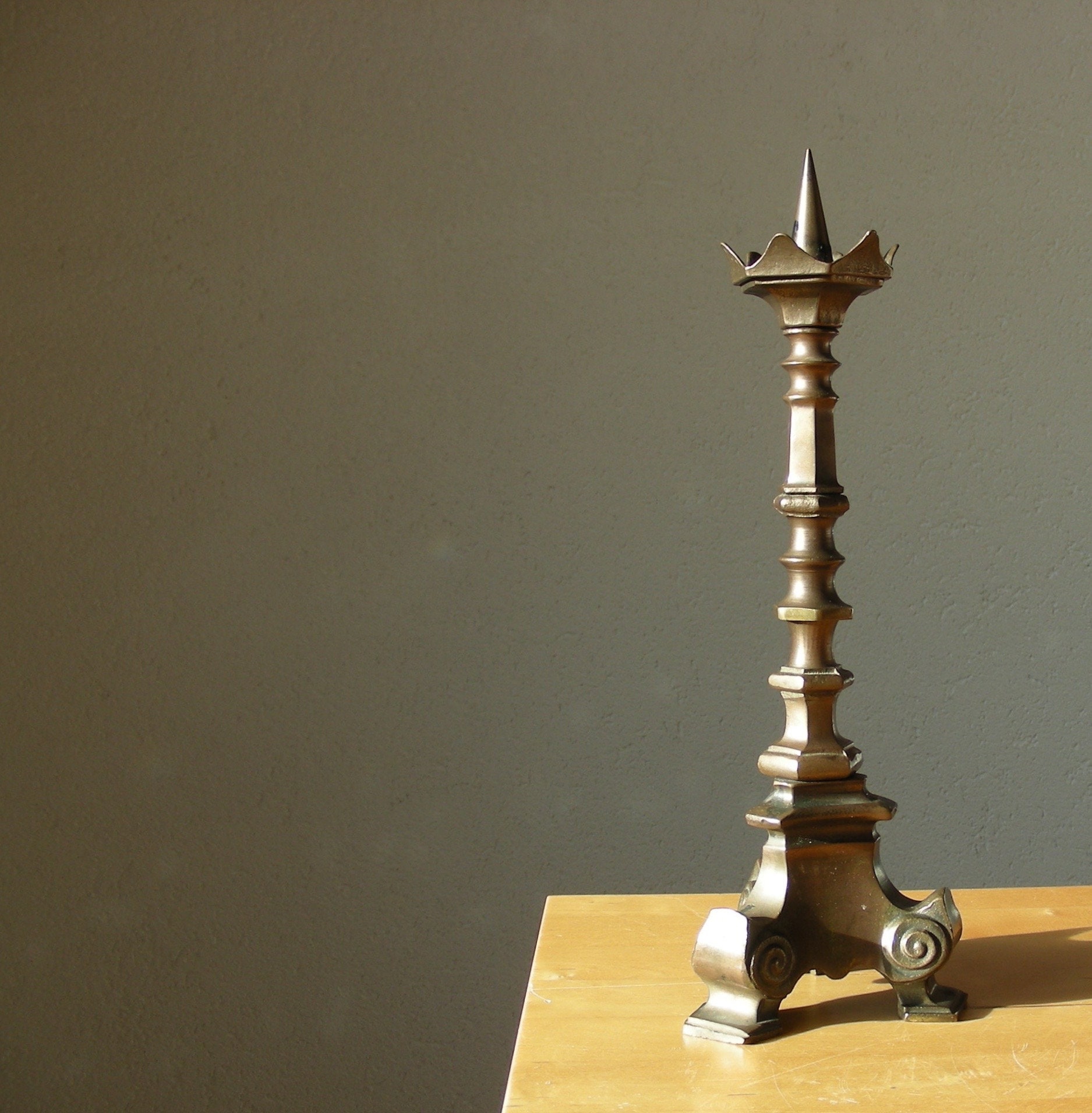 Antique brass candle holder, candle stand