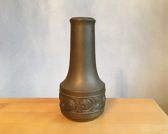 Vintage Brass Bud Vase with Rose Design