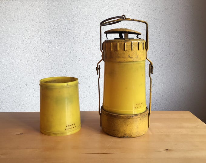 Vintage Yellow Candle Lamp Metal and Plastic Utility Lamp Vintage Item