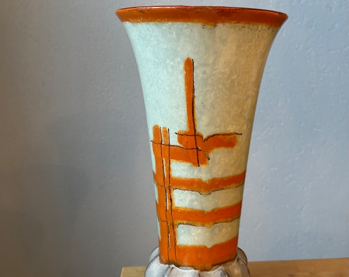 Vintage Art Deco Vase Tall Ceramic Vase