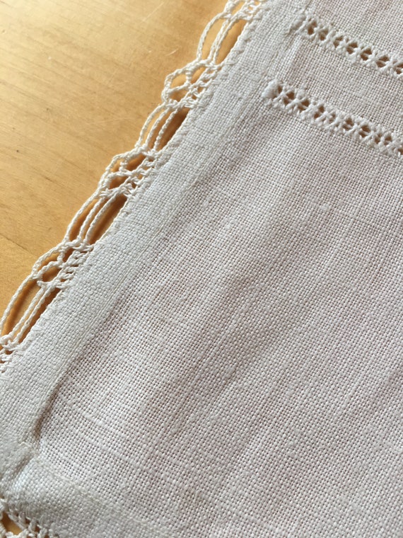 Vintage Brides Handkerchief, Embroidered Linen We… - image 1