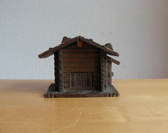 Vintage Wooden Bank Hand Made in Switzerland Chalet Bank