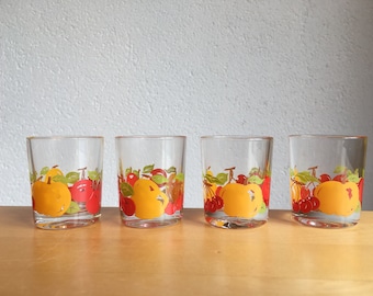 Liquor or Schnapps Glasses, French Aperitif Glasses Liqueur Spirits Shot Glasses Set of Four Cherry Apple Plum
