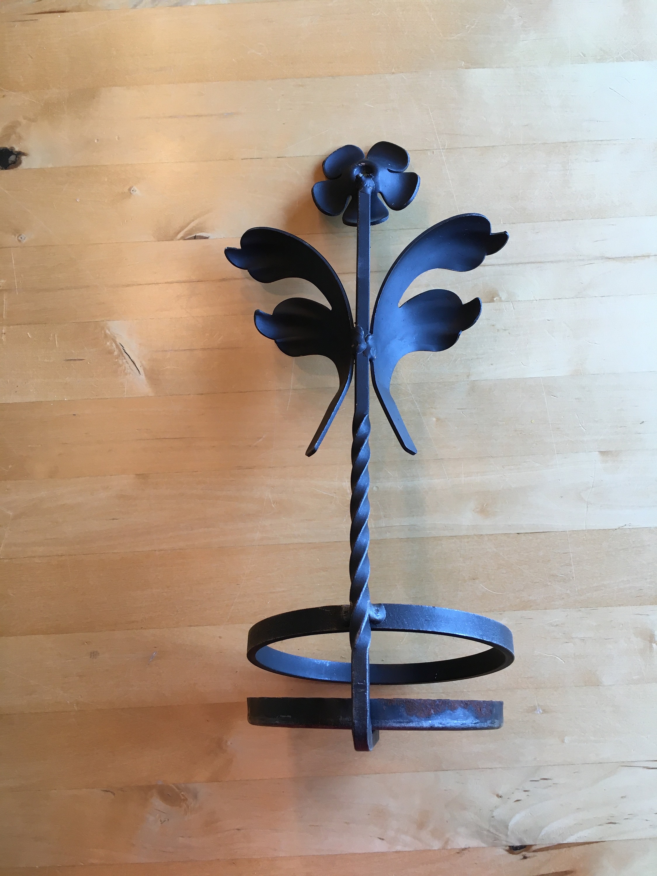 Vintage plant pot hanger, wrought iron pot hanger