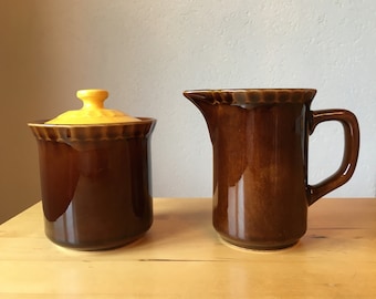 Sarreguemines Dijon sugar or jam jar and creamer