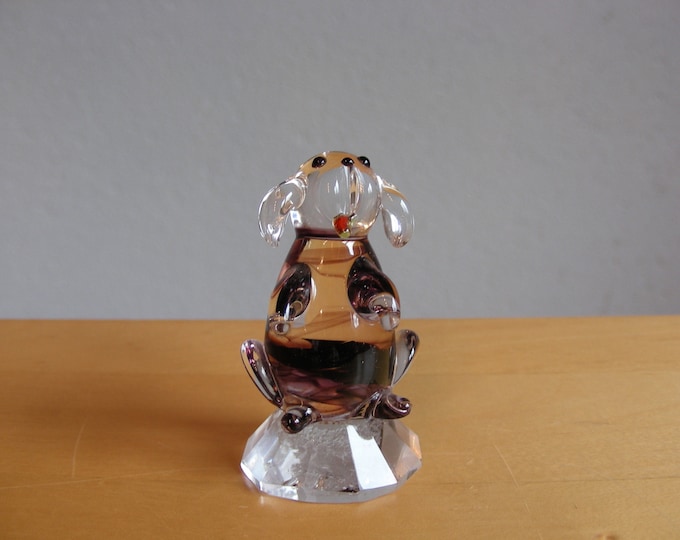 Glass dog, miniature Murano dog, vintage piece, begging beagle