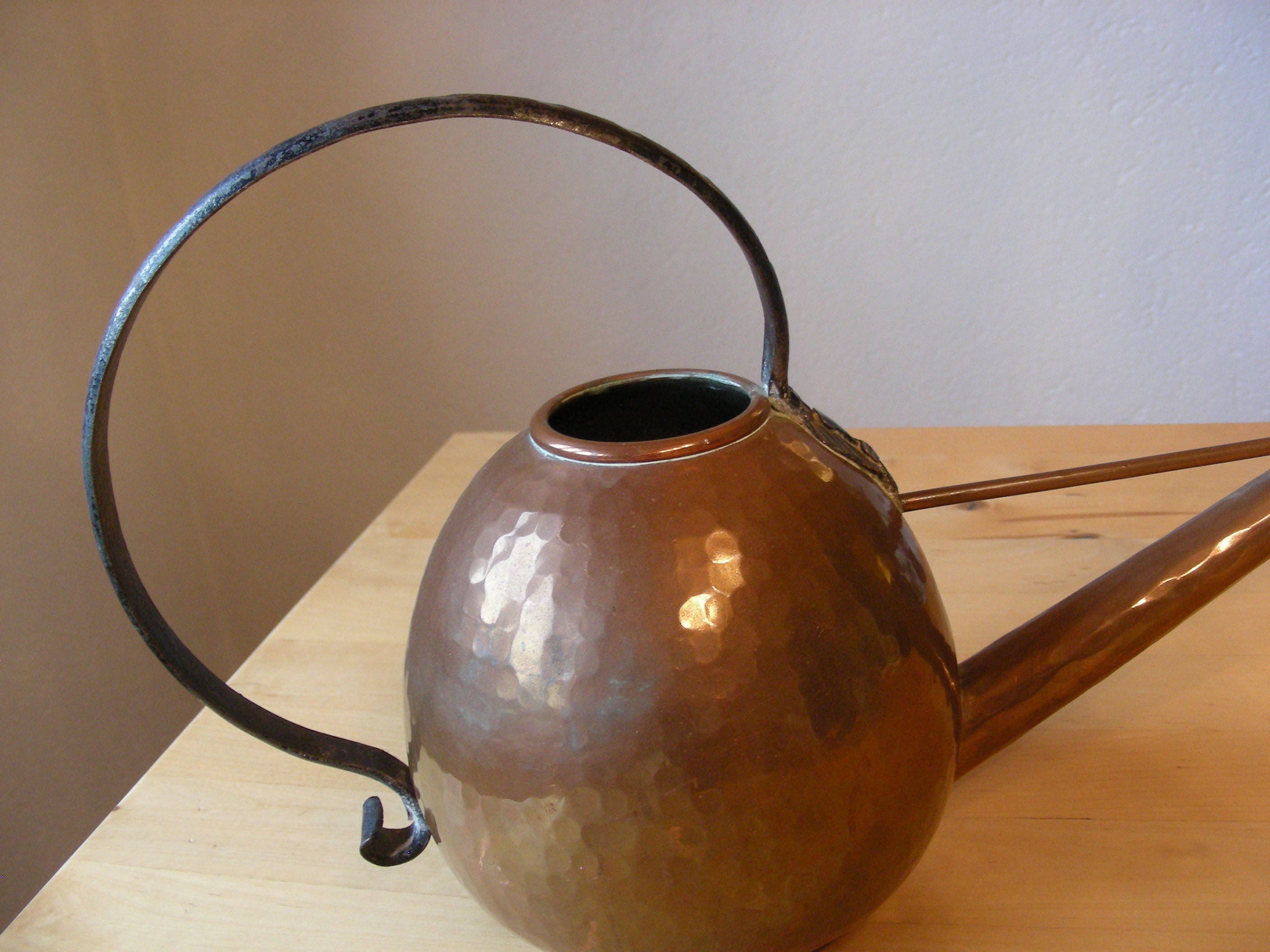 Vintage Copper Watering Can Wrought Iron Handle