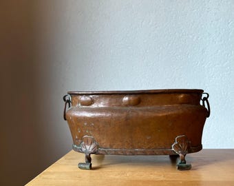 Footed Copper Planter Indoor Garden